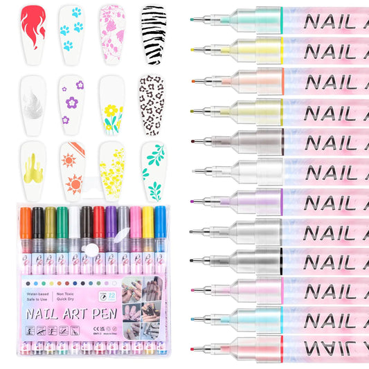 ASTONFOG 12 PCS Nail Art Pens